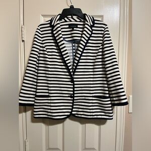 Talbots Navy and White Striped Blazer